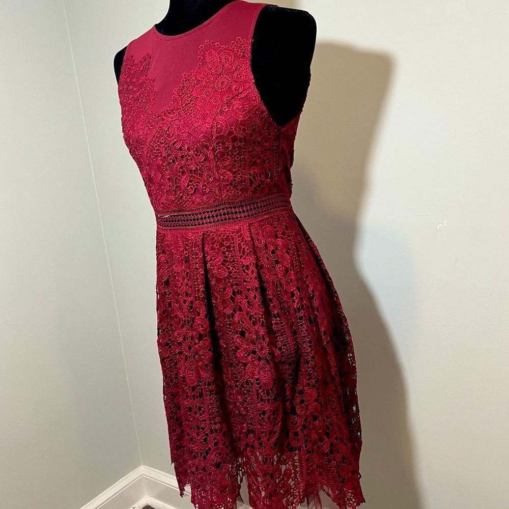 Maroon Lace Fit & Flare